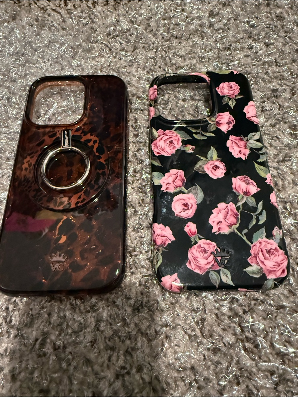 Velvet Heart Black Floral & Tortoise Brown iPhone Case Set